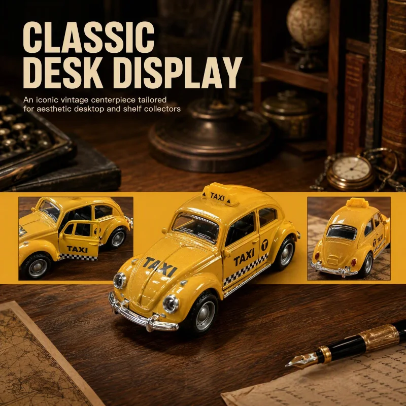 Retro Classic Taxi Alloy Car Model, Static Simulation Vehicle for Home & Office Display view 2