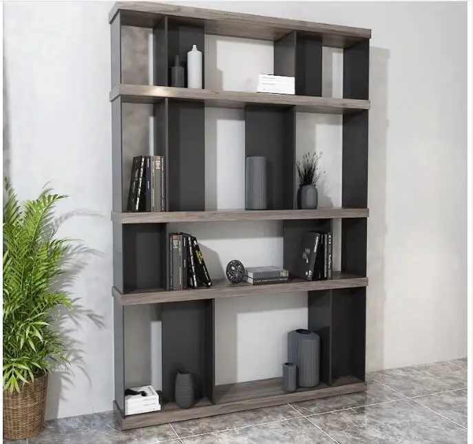 Bookshelf Study shelving Walnut wood board storage storage cabinets Multi-layer shelving landing