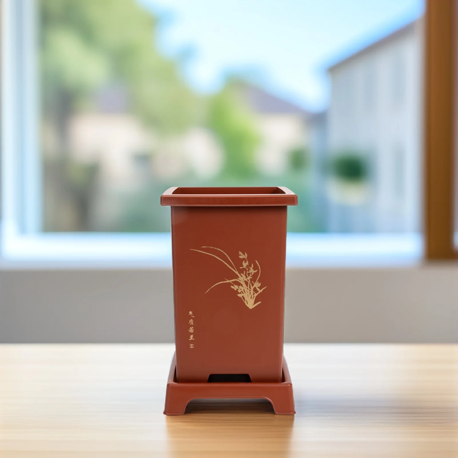 1 مجموعة الراتنج أواني الزهور مجموعة للنباتات حاويات زراعة الأوركيد مع ثقوب الصرف لوازم حديقة الزخرفية وعاء للحضانة #5