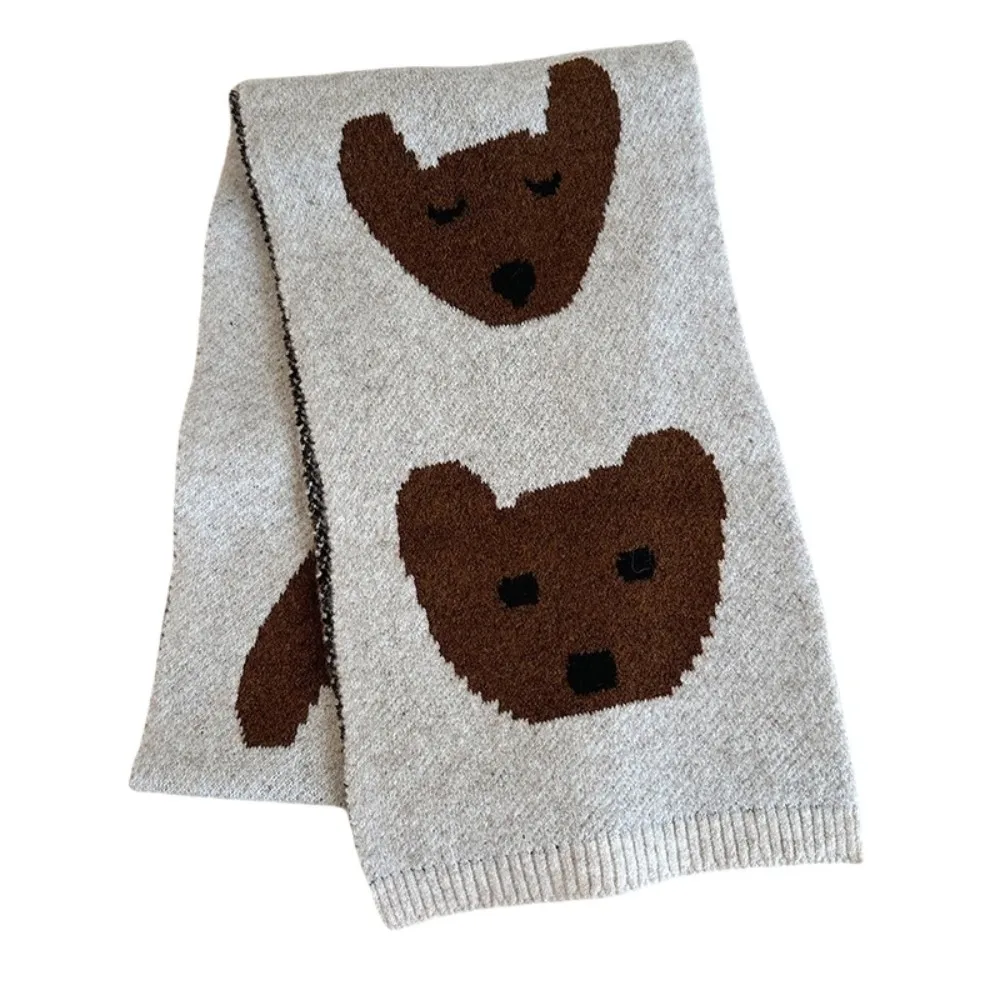 

Trendy Lightweight Puppy Pattern Scarf Windproof Korean Style Cashmere Blend Scarf Cute Warm Knitted Shawl Women/Men
