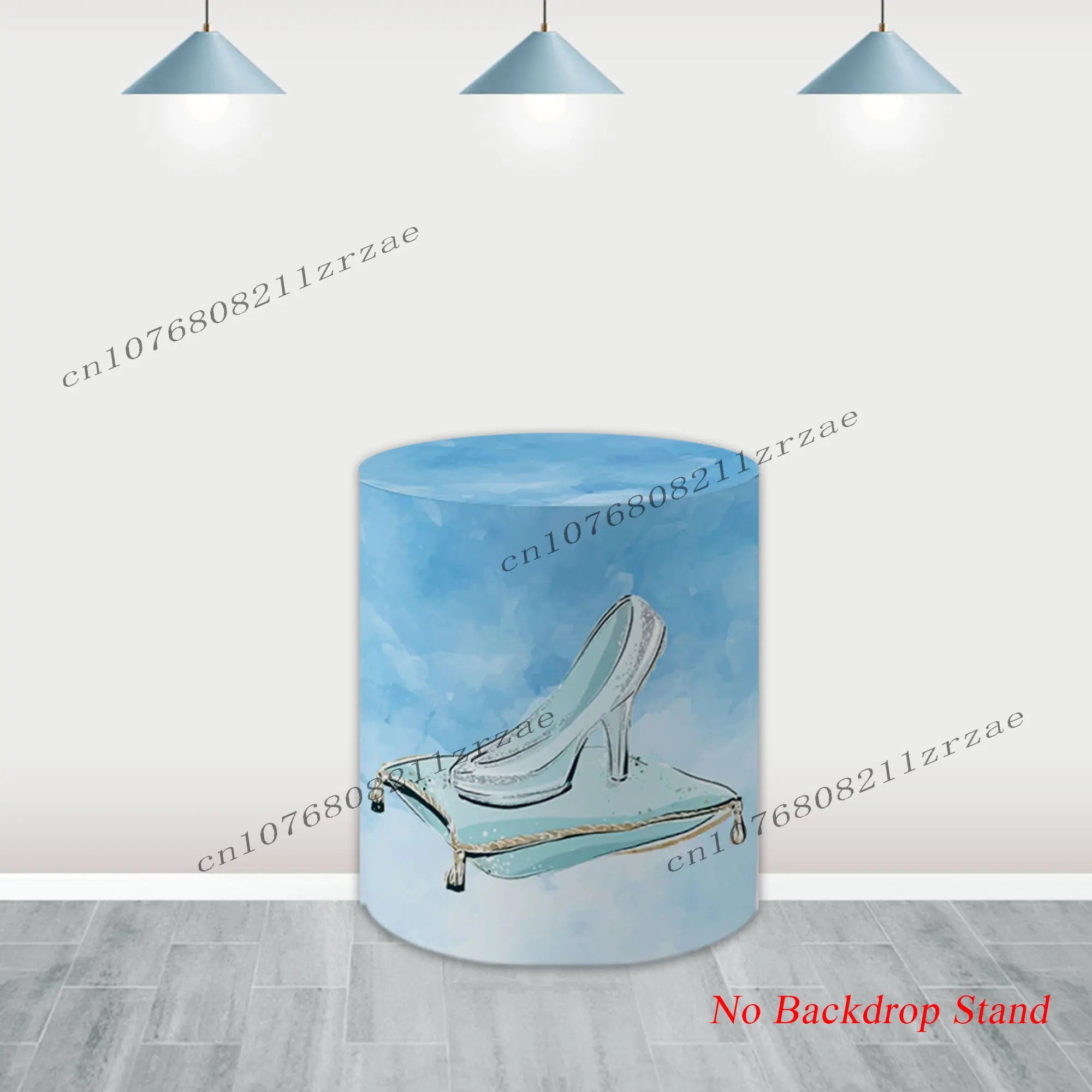 سندريلا غطاء خلفية مستديرة طفل فتاة 1st حفلة عيد ميلاد الديكور استحمام الطفل راية لطيف حائط الخلفية التصوير الدعائم