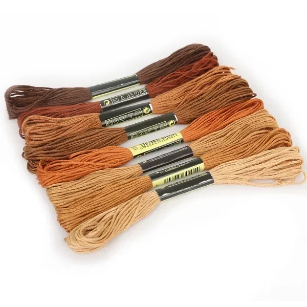 8lot 7.5m Silk Line Cotton Cross Stitch Thread Sewing Kit