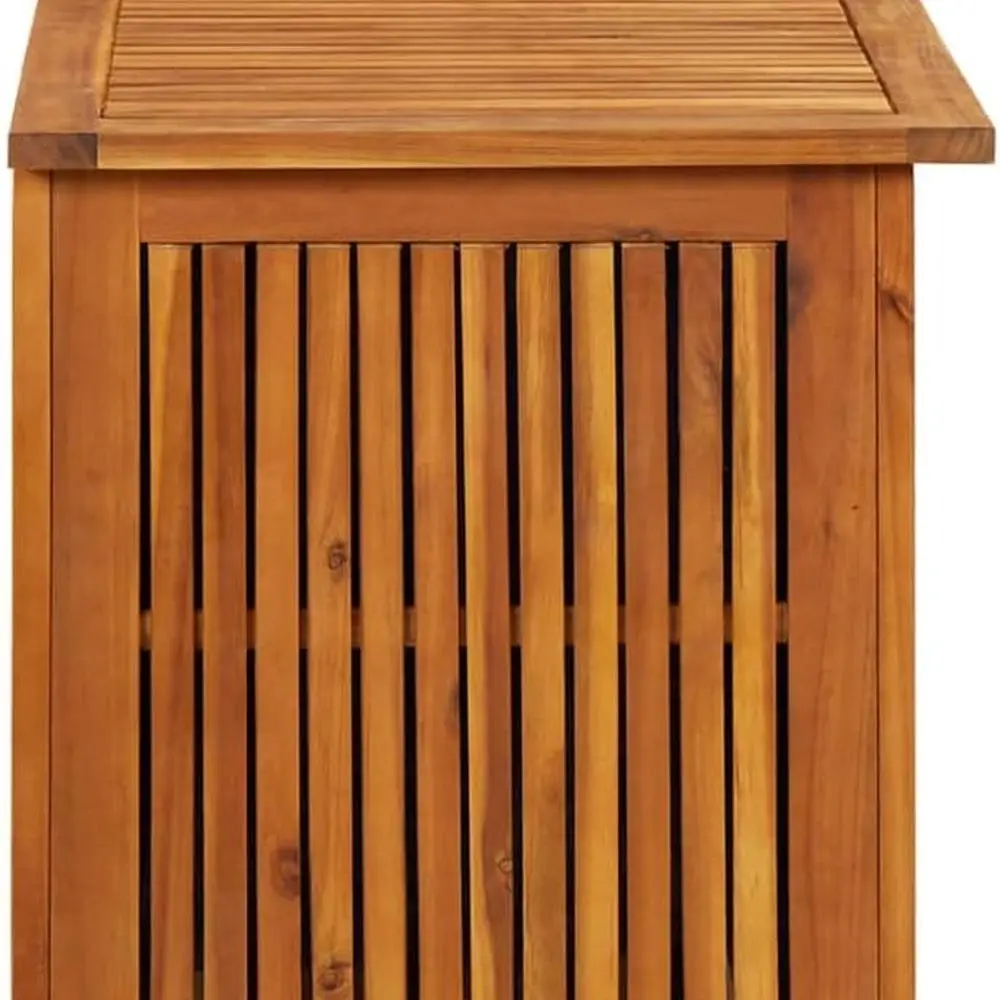 Caixa de deck de madeira de acácia - 59 x 19,6 x 22,8, armazenamento para pátio externo, almofada e organizador de ferramentas de jardim, marrom