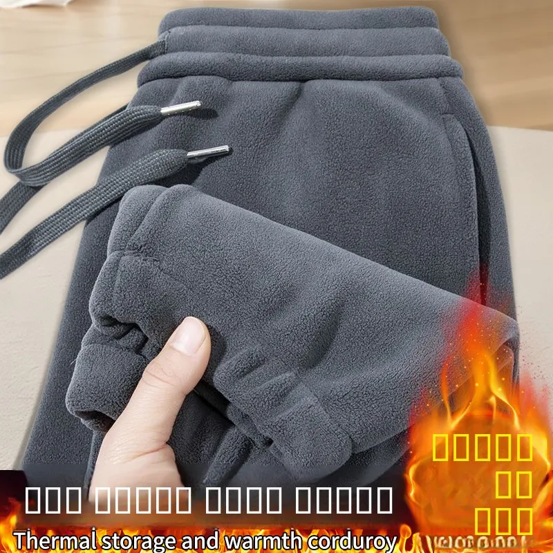 

Men's Fce Lined Casual Pants Double Sided Fce Warm Spor Cuffed Trousers Loose Fit Youthful Sle Winter Wear