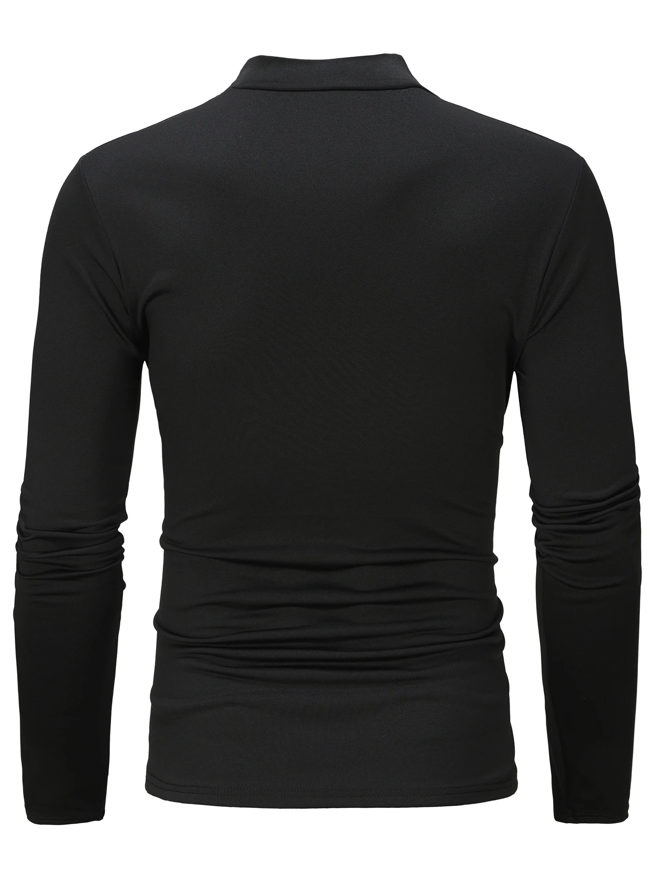 Fashion black base shirt Solid round neck men's long sleeved T-shirt men's