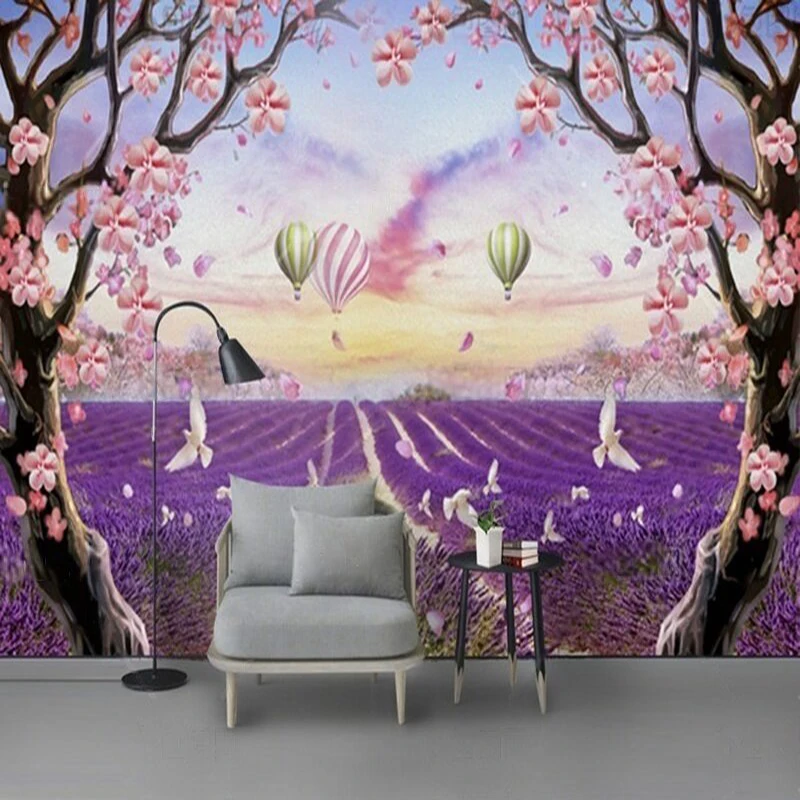 

Customized Wall Mural & Wallpaper - Modern Hot Air Balloon Design for Living Room, Bedroom, and TV Background Wall Decoration