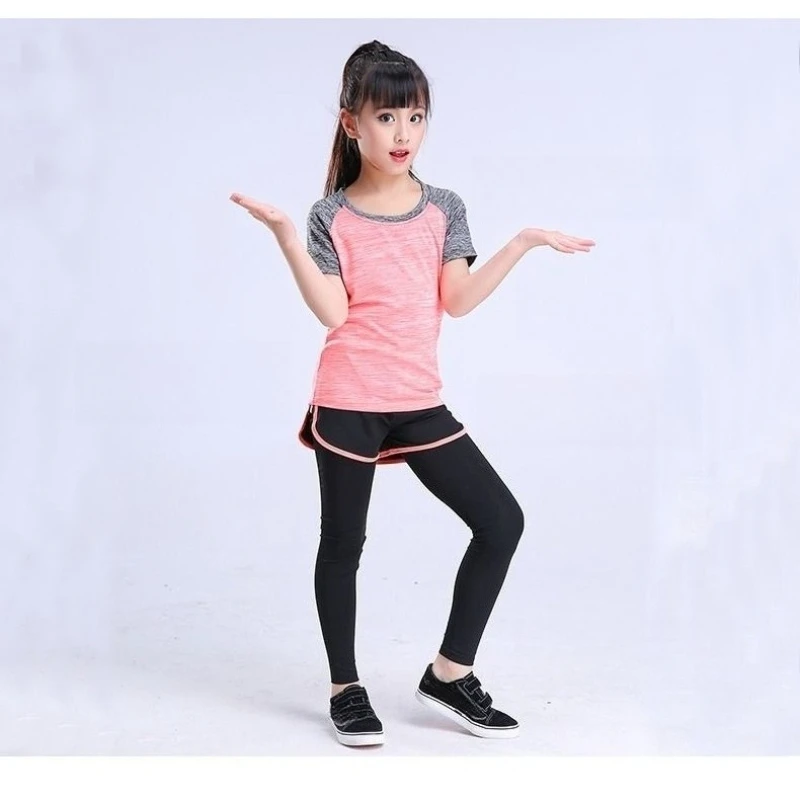 Kids Girls Training Suits 2026 New Arrival Children Spring Summer Quick-Dry Clothing Set Dance Yoga Basketball Tight Clothes Set