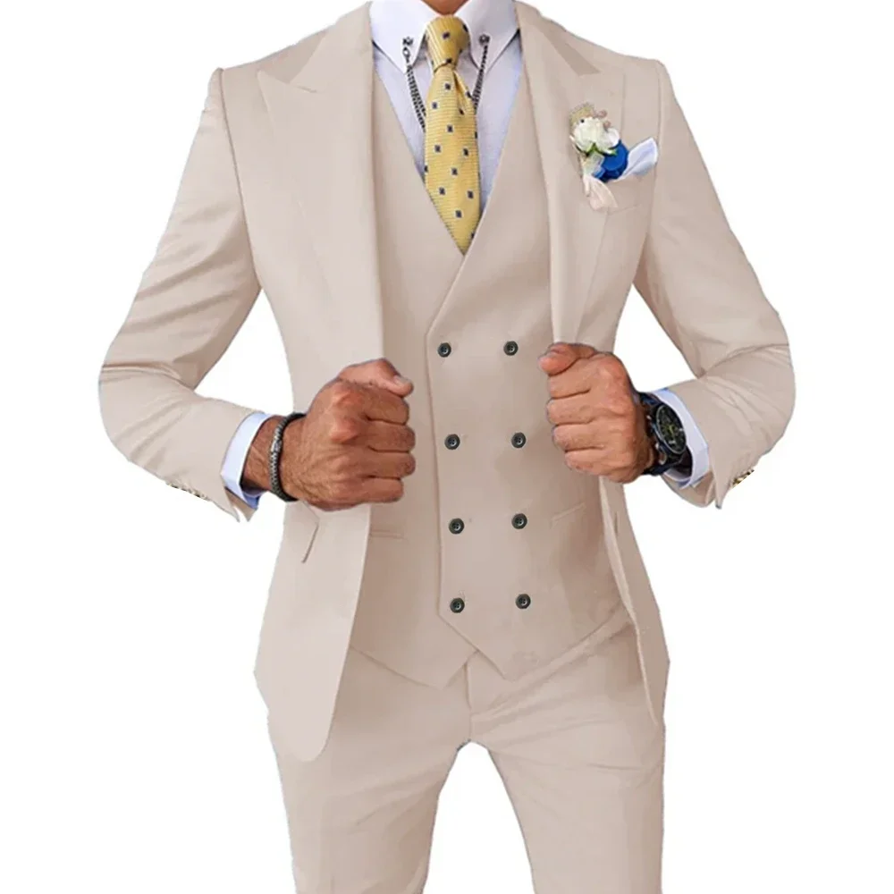 

Men's Regular Fit Business Suits, 3 Pieces Blazer, Vests and Pants, Double Breasted Vest, Prom Tuxedos, Wedding Business Set