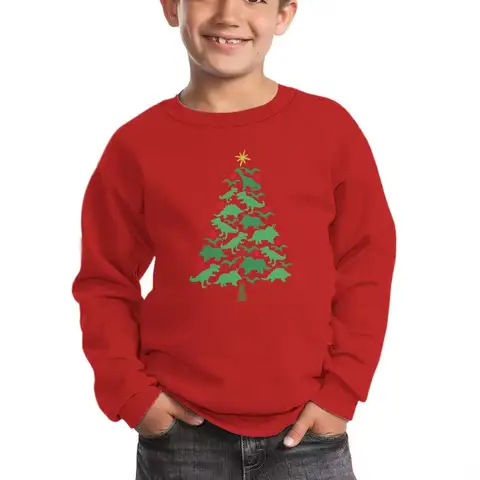Kinderkleding Meisje Jongen Dinosaurus Kerstboom Grafische Sweatshirts Lange mouwen Truien Kerstcadeaus Jongens Meisjes Trui