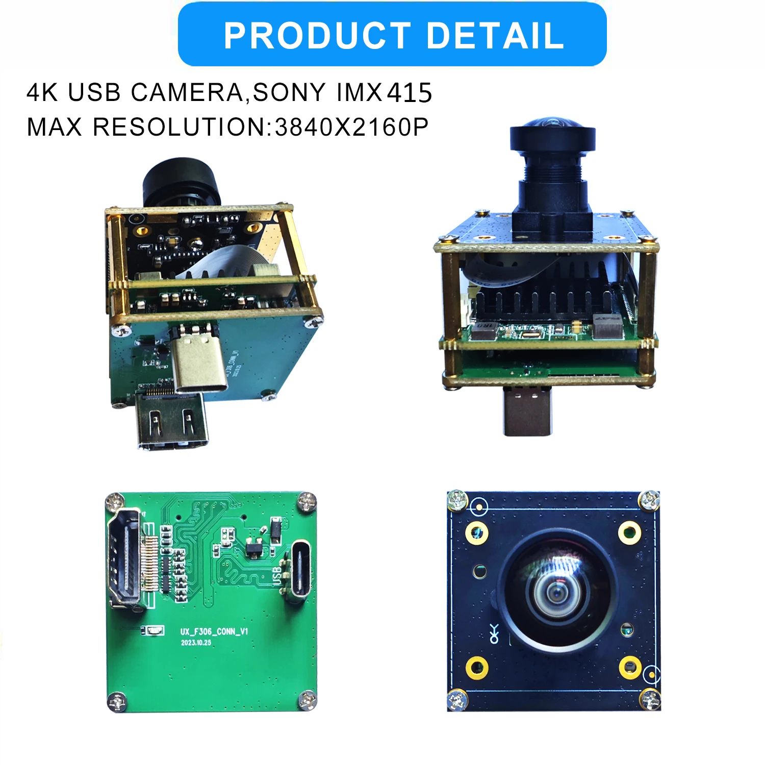 Ultra HD 2160P 4K 60FPS USB-Webcam-Board-Modul mit 115-Grad-Weitwinkelobjektiv MI IMX415 Live-Streaming-Kameramodul