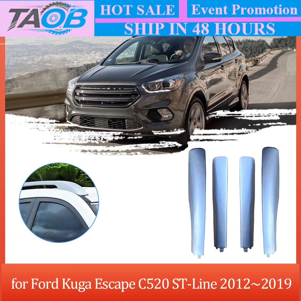 Car Roof Rack Cover for Ford Kuga Escape C520 ST-Line 2012~2019 Silver Luggage Bar Part Rail End Shell Cap Trim Shell Accessorie