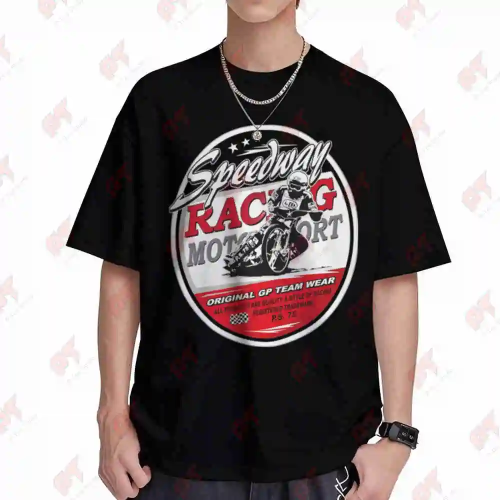 Motorcycle Speedway Flat Track Race Short Sleeve Tee 100% Cotton T-Shirt
