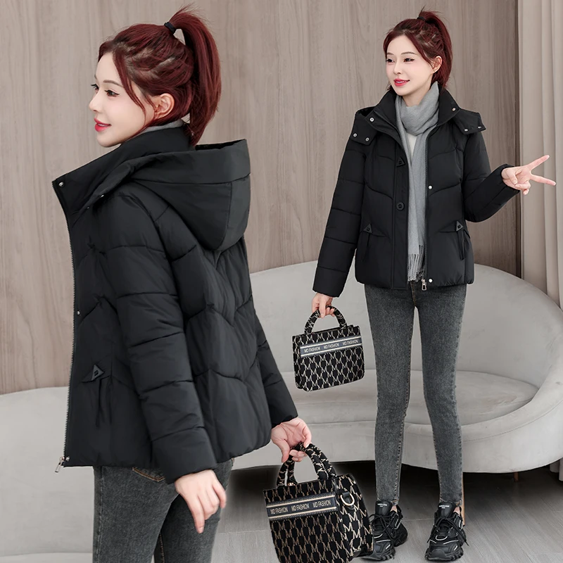 

Женское зимнее пальто Faion с капюшоном и капюшоном, хлопковое зимнее пальто для похудения, маленький размер, новинка 202, Sle Commute Sle на молнии...