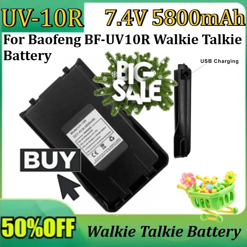 

New BF-UV10R 7.4V 5800mAh High Quality Battery for Baofeng BF-UV10R Walkie Talkie Battery