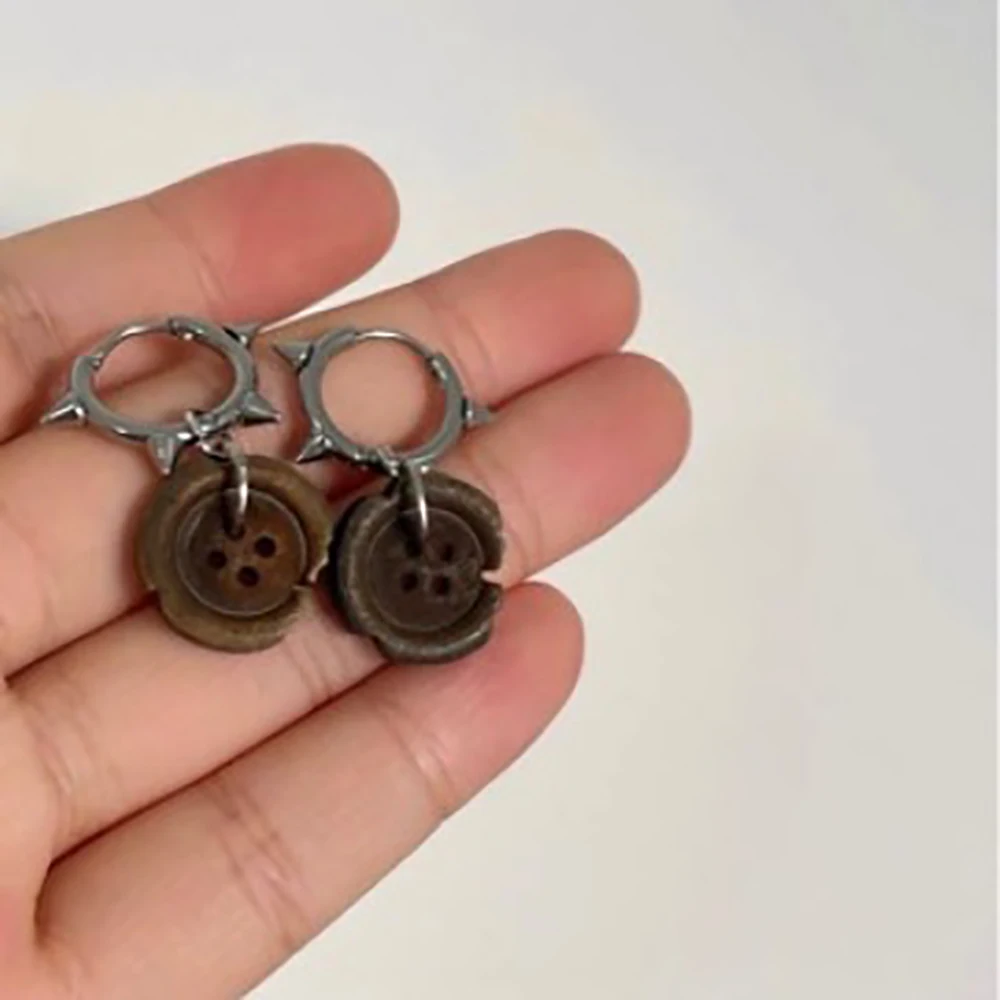 Fashion Notch Buttons Do Old Wind Earrings Eardrop Buckle Willow Nails Irregular Retro Y2k Earrings Fashion Jewelry Accessories