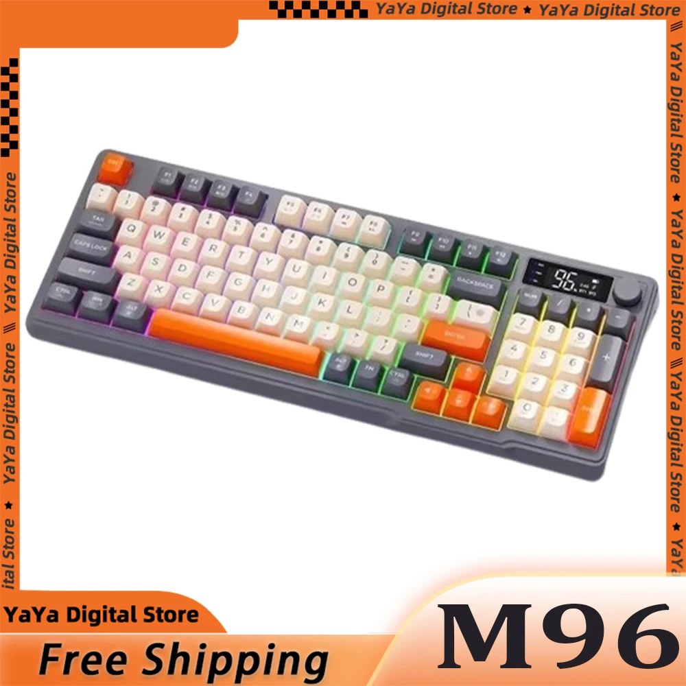 

Freewolf M96 Mechanical Keyboard Wireless Bluetooth Dual Mode PBT KeyCap With KnobRGB Backlight Ergonomic Gaming Keyboard Gifts