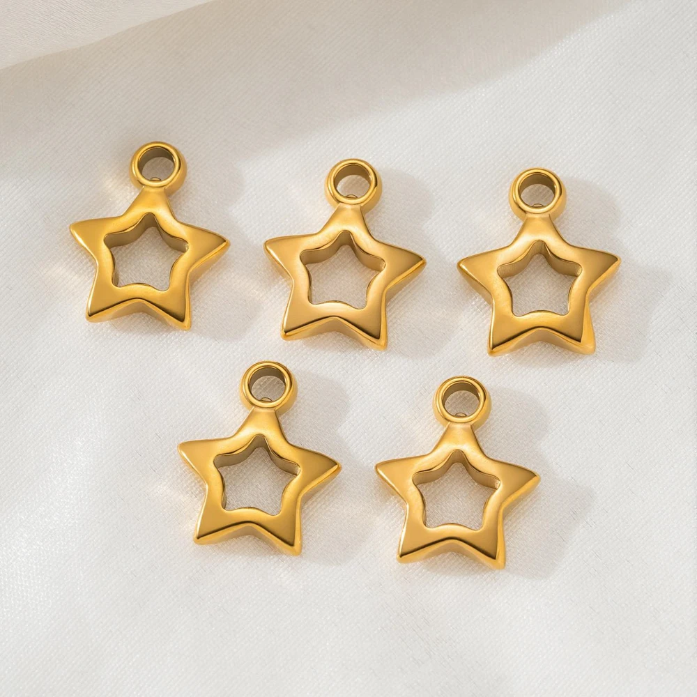 5 Stück/Set Edelstahl Goldfarben Stern-Anhänger für Schmuckherstellung DIY Halsketten Ohrringe Armbänder Zubehör – Detail 5
