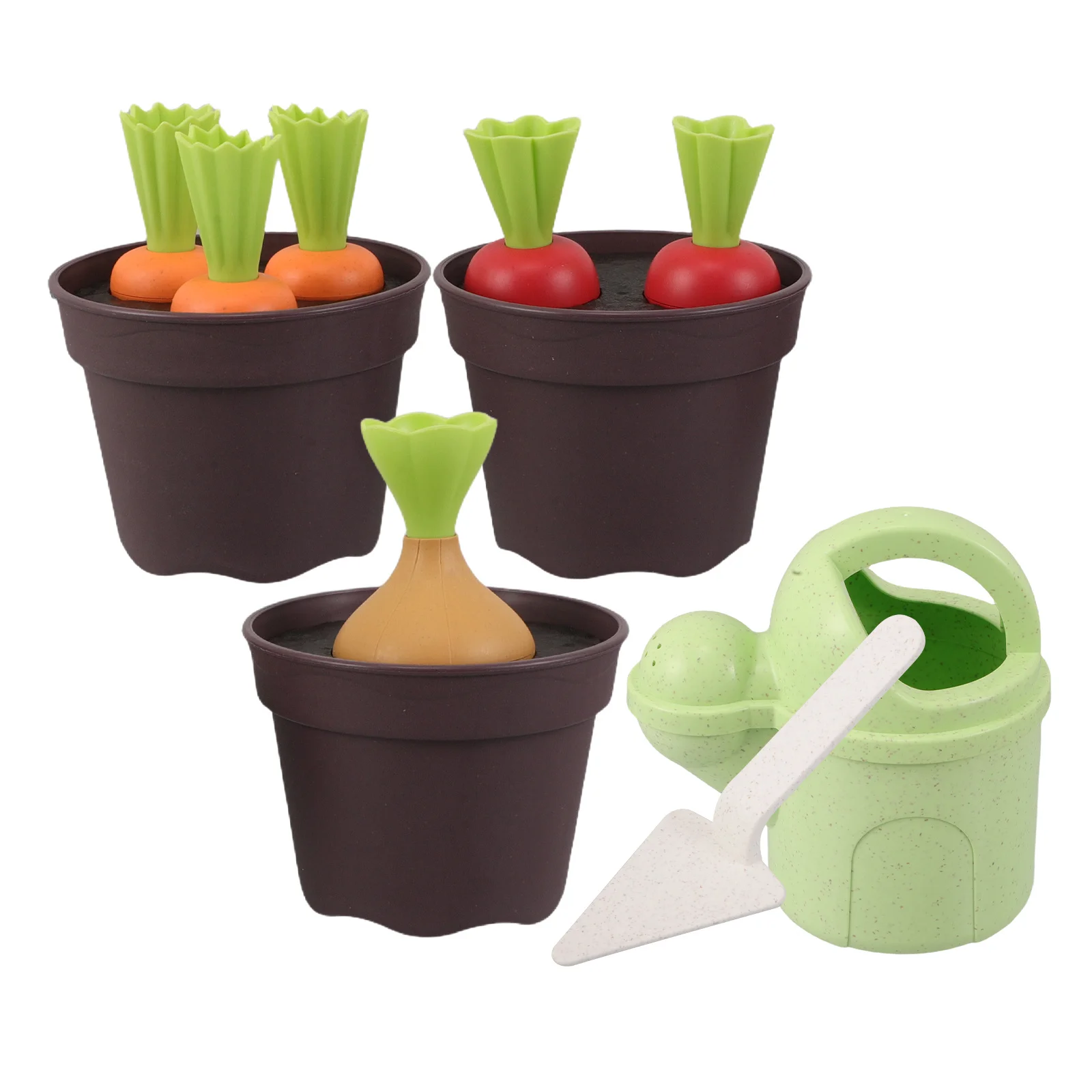 1 مجموعة أدوات حفر الرمال الشاطئ للأطفال حديقة سقي وعاء التظاهر الجزرة زراعة مجموعة في الهواء الطلق ساحة مجرفة اللعب مزرعة #6