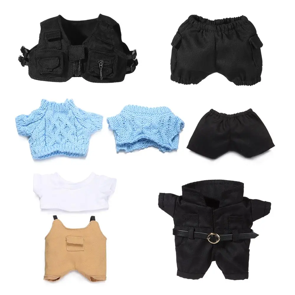 20CM Doll Clothes Tooling Style Vest Shorts Tight Fitting Uniform Knitted Sweater Overalls Suit For Idol Dolls Accessories