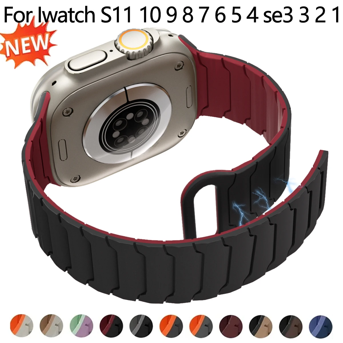 Neues Magnetarmband für Apple Watch Armbänder 49mm 44 40 45 41 38mm Silikonarmband iWatch SE 11 10 9 8 7 6 5 4 3 Se Ultra 3 2 Armband