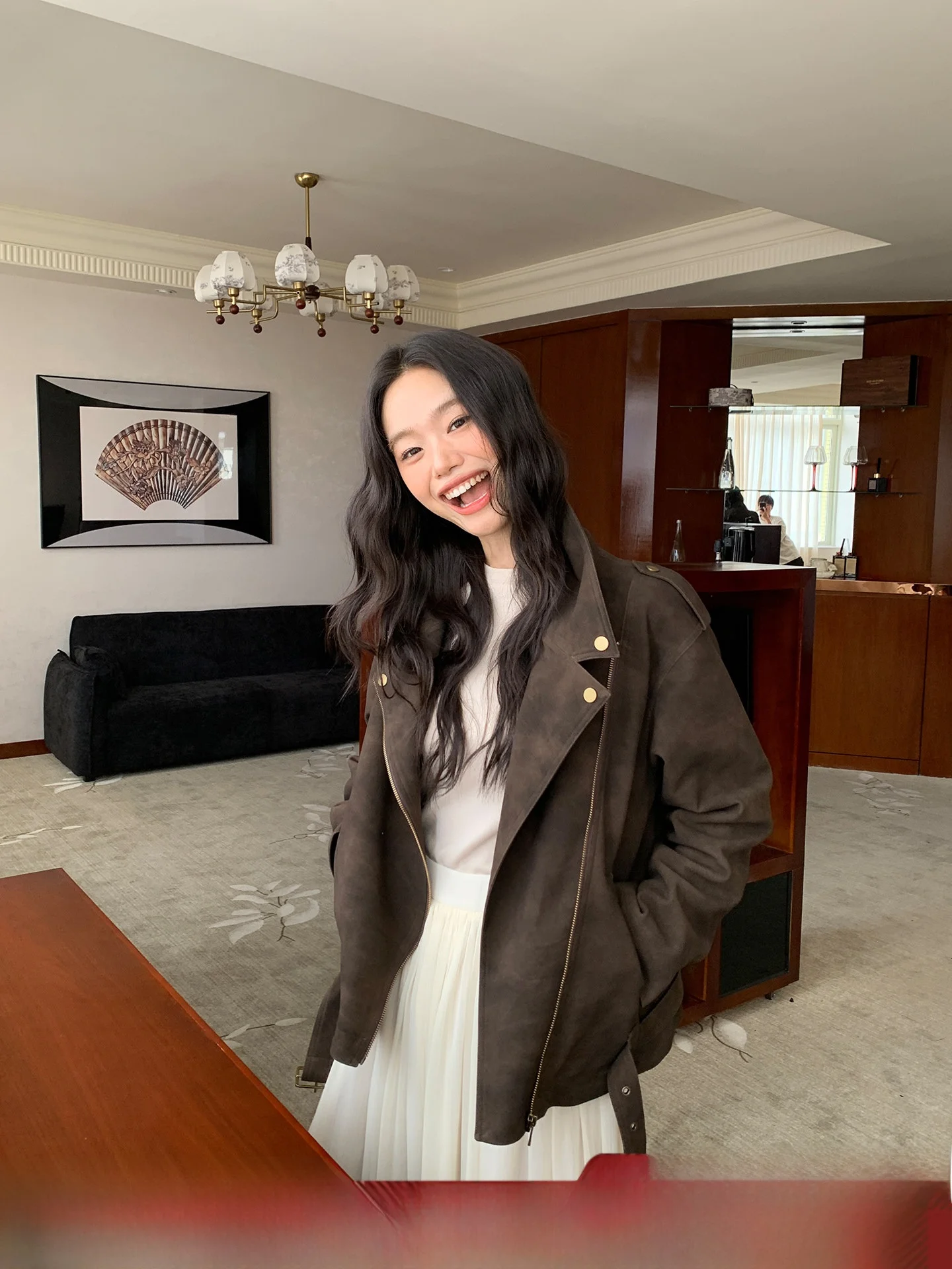 Jaqueta Feminina Luijixi de Couro Sintético Pesado Estilo Motociclista, Nova Coleção Outono Inverno, Retrô Casual, Top Moderno com Zíper, Casaco Longo