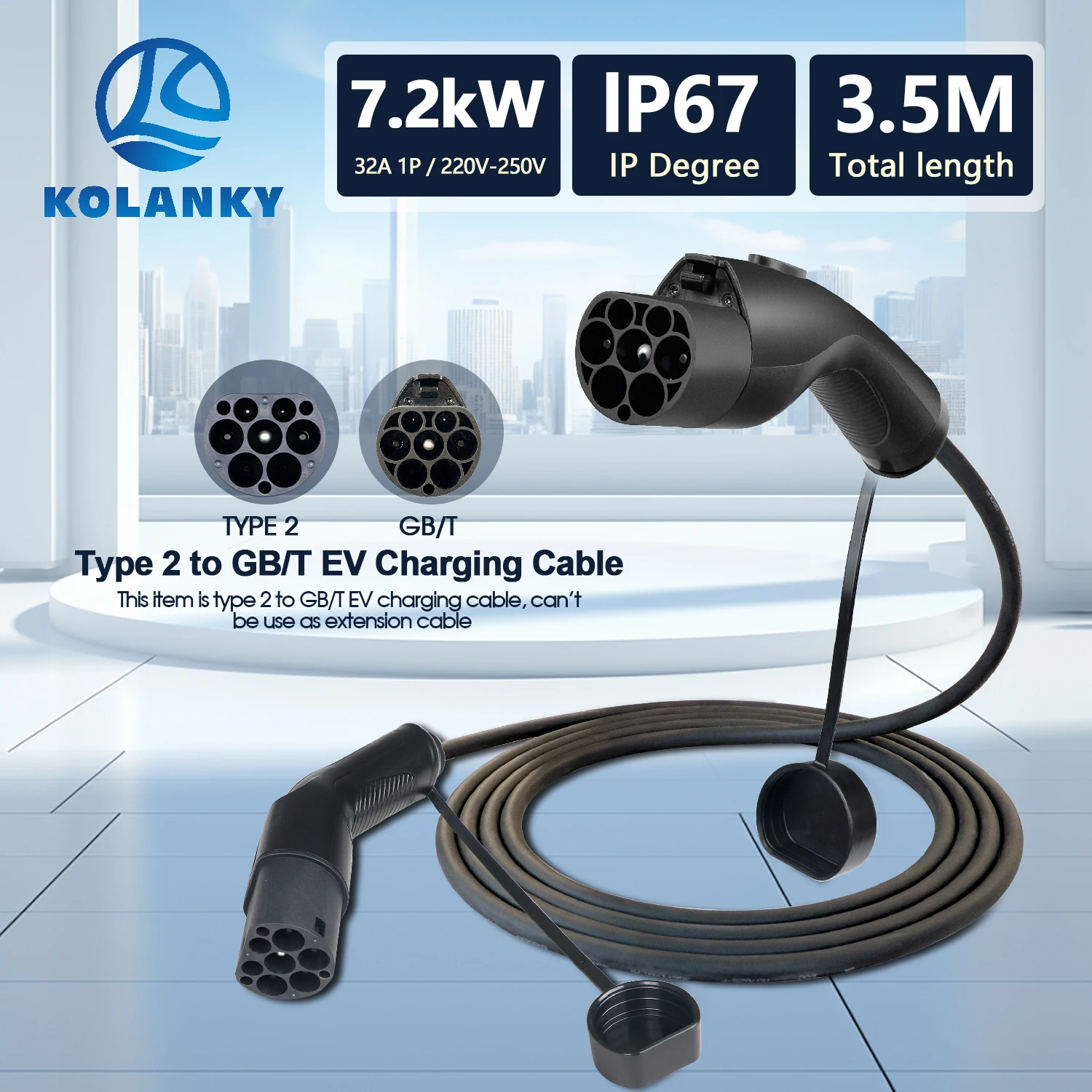 Type 2 to GBT EV Charging Cabl - огляд і ціна Ev Charging Cable Type 2 32A