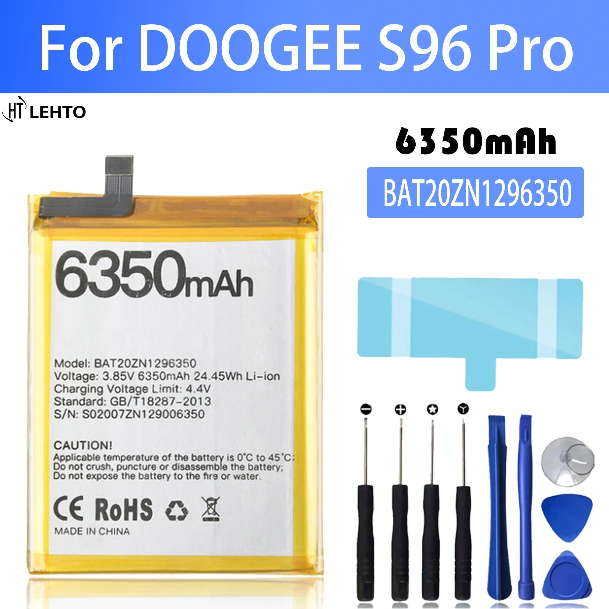 

100% 6350mAh Battery For DOOGEE S96 Pro Battery 6.22'' Helio Octa Core Rugged Cell Phone S96GT LiIon Batteries