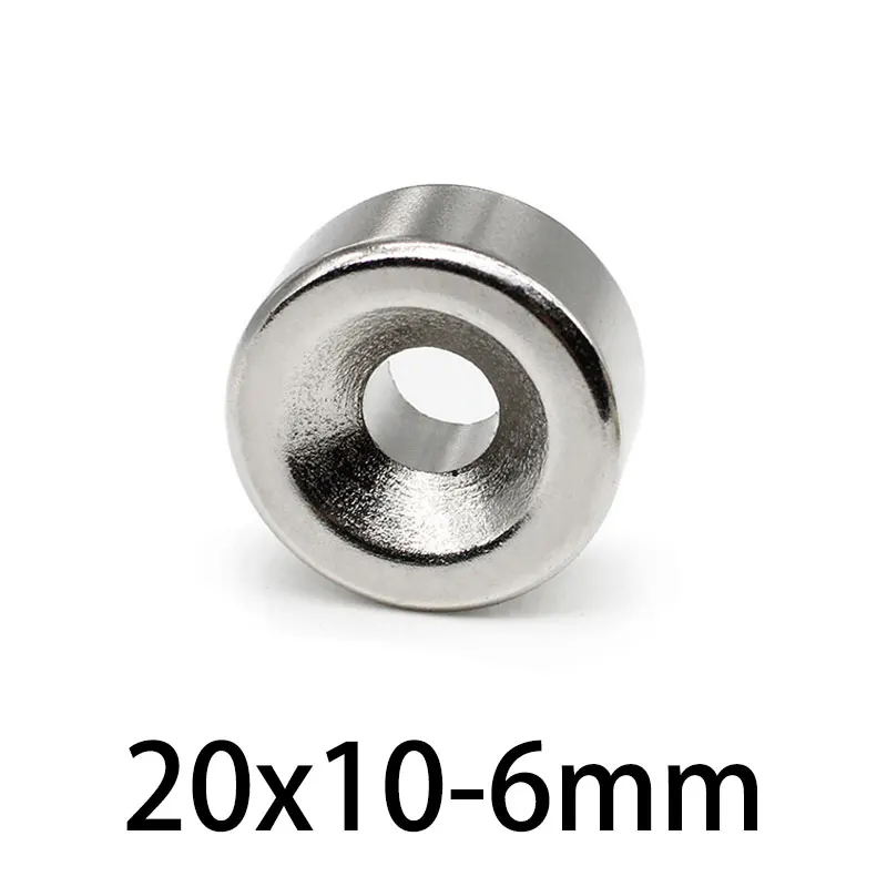 2/5/10/15/20PCS 20x10-6 Disc Rare Earth Neodymium Magnet 20*10 mm Hole 6mm Countersunk Round Magnets Strong N35 20*10-6