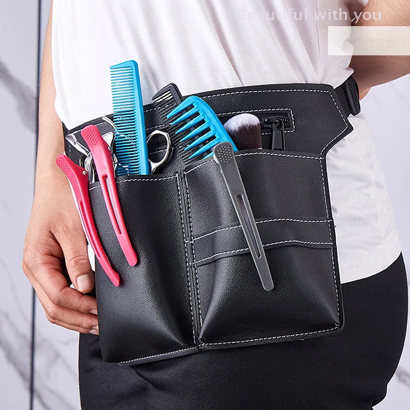

NewHair Scissor Bag Clips Comb Case Hairdressing Barber Holster Bags Holder Tool Salon Waist Pack Belt PU Leather Bag