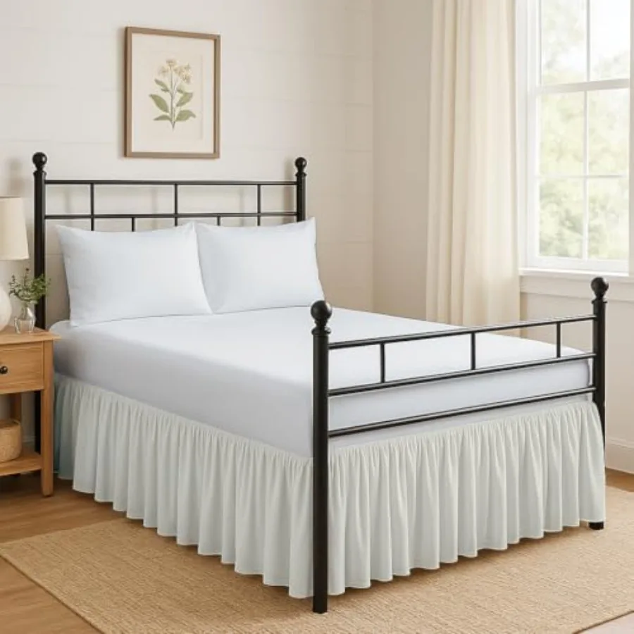 

Ruffled Bed Skirt Split Corners with Platform Tailored Fit Hotel Quality Wrinkle Free Ultra-Soft Microfiber Dust Ruffle Upto 24