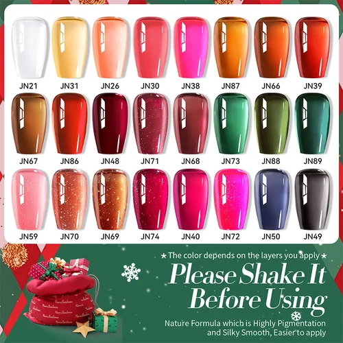 Imagen 2 del producto BORN PRETTY Jelly Gel Esmalte de uñas Navidad Otoño Invierno Cristal Transparente Esmalte de gel transparente Coral rojo Color naranja verde