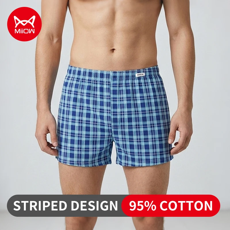 

MiiOW 2/3/4/6Pcs Cotton Men's Underwear Breathable Summer Mens Striped Shorts Boxershorts Large Size Mens Aloha Pants Panties