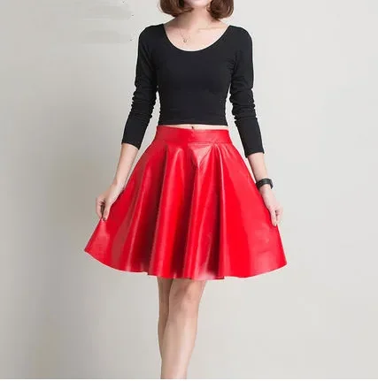 

Free Shipping Women Genuine Sheep Leather Skirt Quality Umbrella Skirt One Piece Promotion