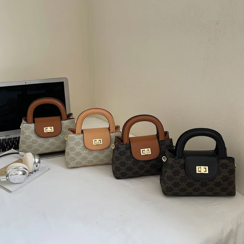 

2025 New Light Luxury Portable Small Square Bag Women's Retro Trend Contrasting Color Plaid Commuter Shoulder Messenger Bag