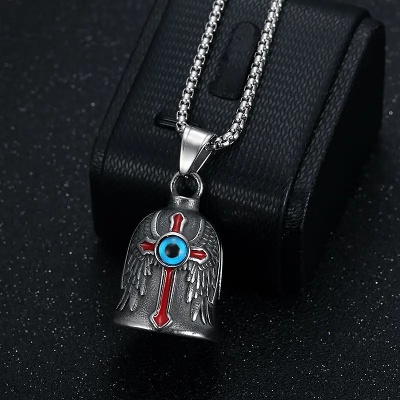 Vintage Stainless Steel Polished 'Do' Old Blue Eyes Red Cross Wings Design Riding Bells