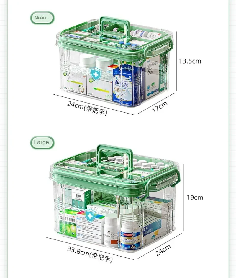 Multi-layer Large-capacity Drug Storage Box Household Transparent Sorting Medical Emergency Portable Medicine Box