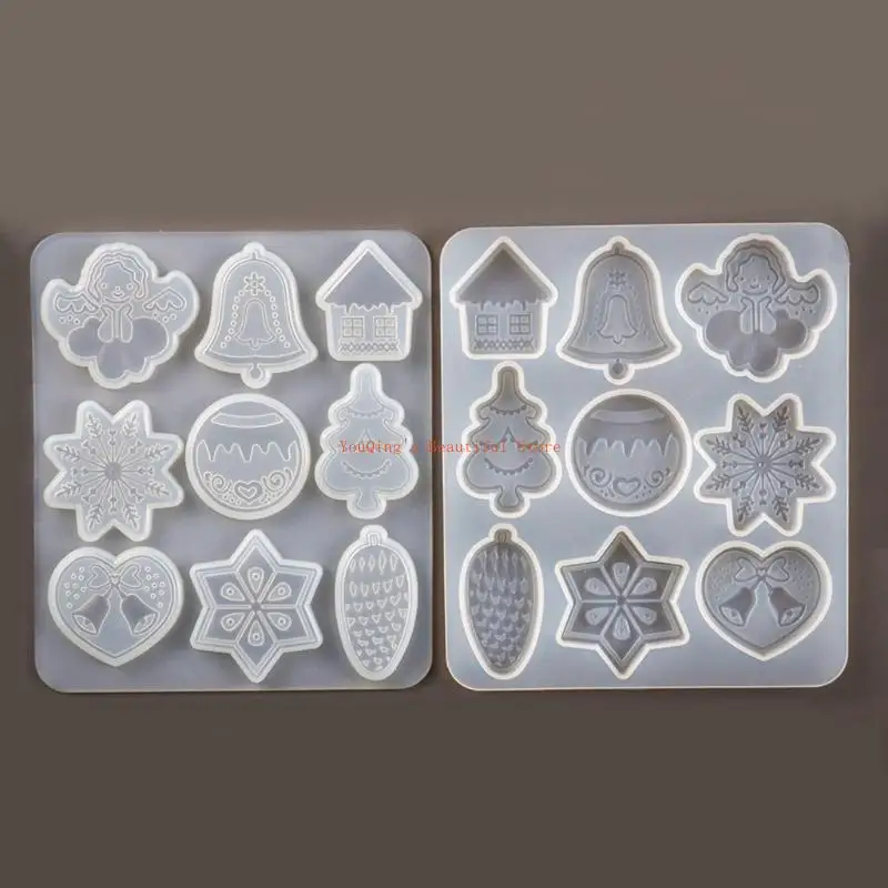 N0HE مرآة عيد الميلاد ندفة الثلج المفاتيح قالب كريستال الايبوكسي للسيليكون الإبداعي Mo