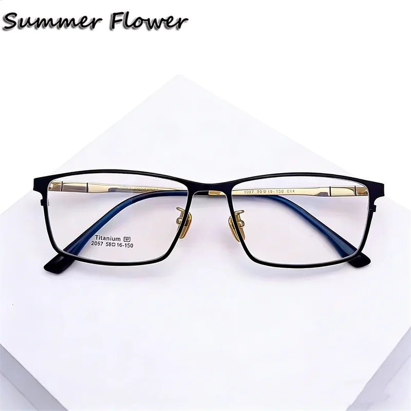 

58 mm Prescription Glasses Men Optical Pure Titanium Oversize Glasses Wide Face Eyeglasses Frames Flexible Recipe Eyewear