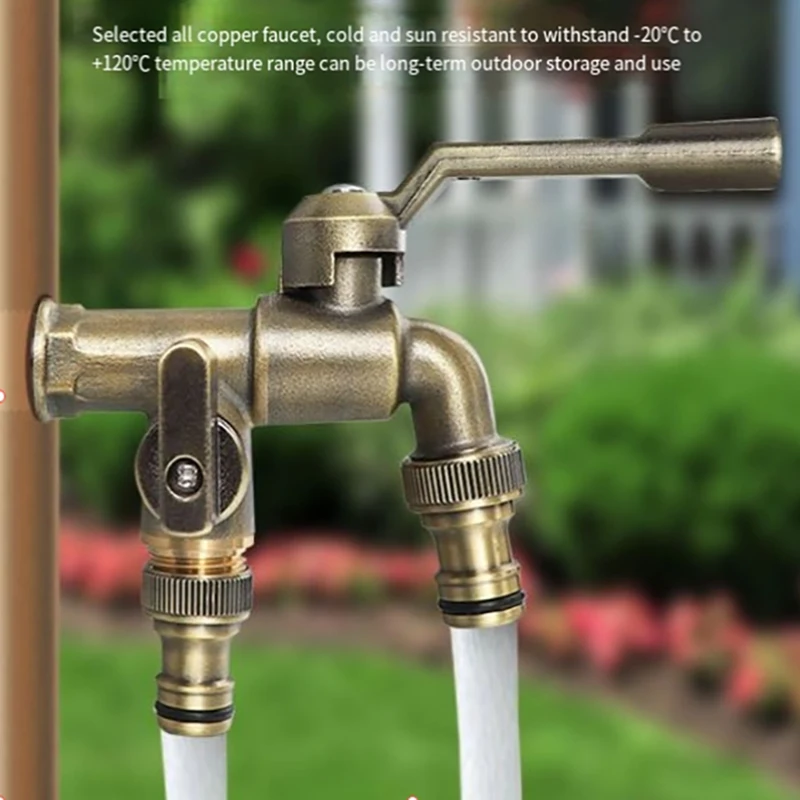 All Copper Outdoor Faucet Antifreeze One Into Two Garden Garden Watering Flowers 4 Points Double Outdoor Tap Water