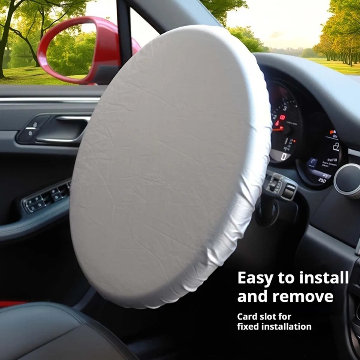 High-quality car steering wheel sunshade, 16.54 inches, heat insulation protector, anti-scald interior accessories.