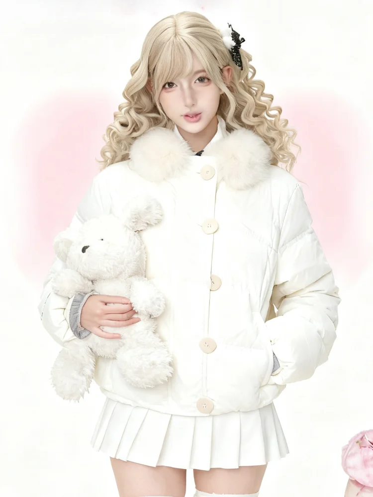 

Американские ретро парки из искусственного меха женское пальто с капюшоном зимние свободные повседневные тонкие куртки толстая молния субкультура Y2K трикотаж зима