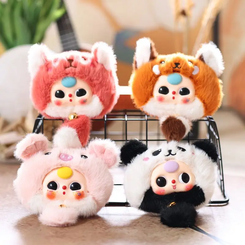 

Baby Three милый ПВХ + плюшевая слепая коробка брелок 14 см Kawaii Mystery Bag Очаровательная Коллекционная кукла Подарок Вечеринка Рождественский подарок
