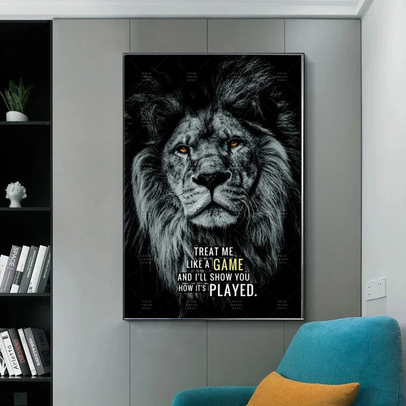 قماش اللوحة الشمال جدار صورة فنية الأسد النمر تحفيزية إقتباس ملصق فني والمطبوعات لمكتب اللوحة هدية ديكور المنزل