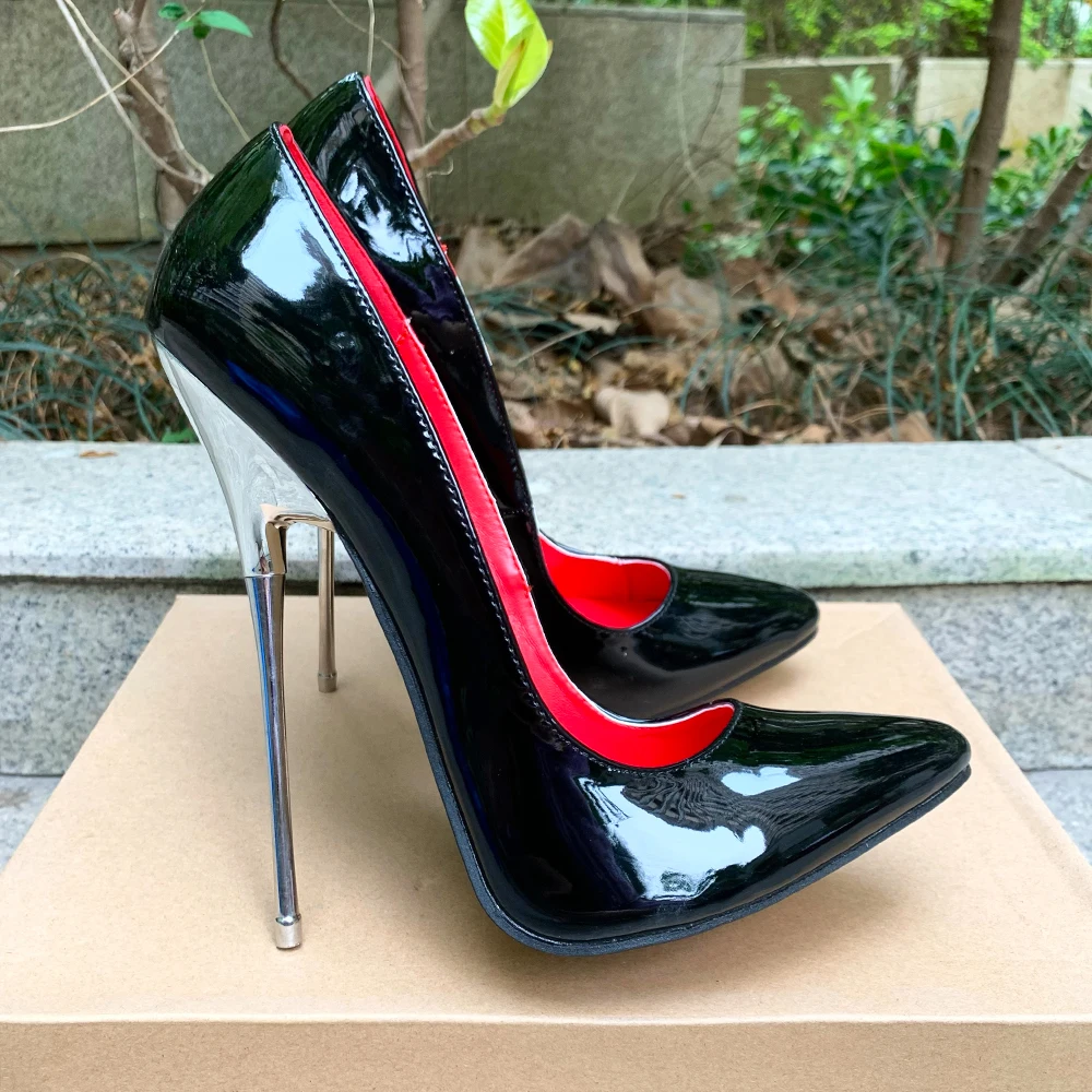 Newly 16cm Thin High Heels Shiny Plated Heel Stilettos Sexy Man Pumps Cross Dresser Fetish Night Club Party Catwalk Shoes