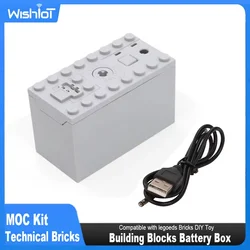 MOC Rechargeable Lithium Battery Box Multi-function Power Up Tool Car Train Motor Speed Adjust Control for Building Blocks 8878