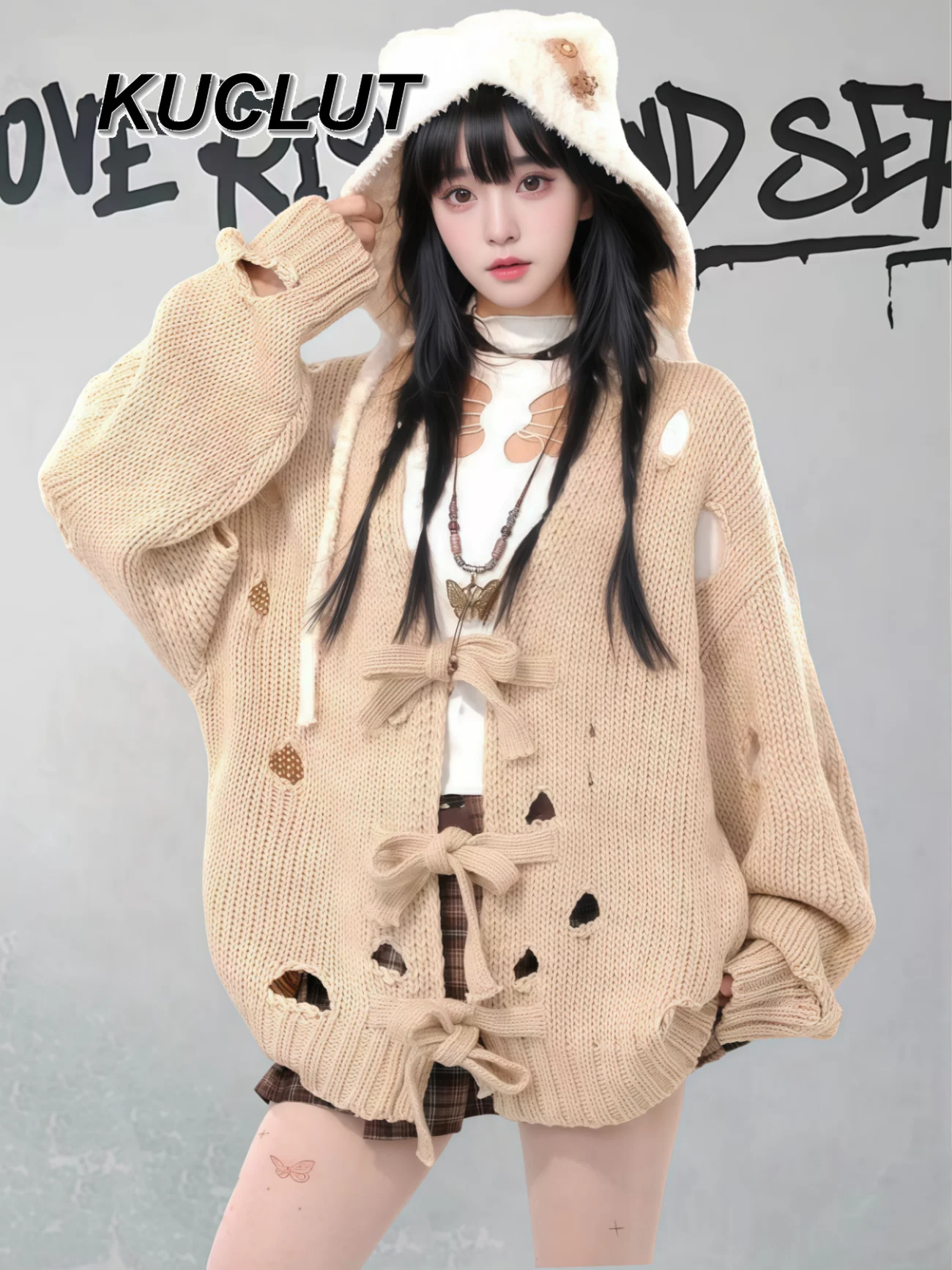 

Subculture нерегулярный полый свободный вязаный свитер для женщин, новый модный осенне-зимний повседневный кардиган, свитер, пальто Femme