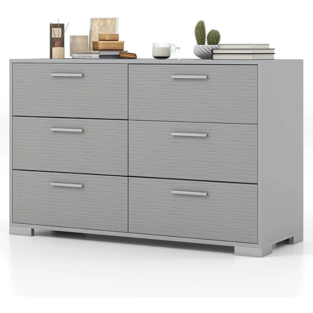 خزانة تخزين مع 6 أدراج وأرجل معدنية ومقابض، وأجهزة مضادة للسقوط، وخزانة مزدوجة واسعة، وطاولة كونسول، وحديثة