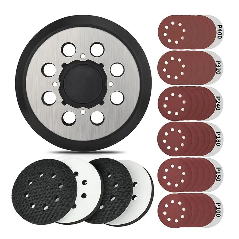 

AB42-Replacement Metal Pad For DWE6423 6423K DWE6421 6421K DCW210B 5 Inch 8 Holes Hook Loop Orbital Sander