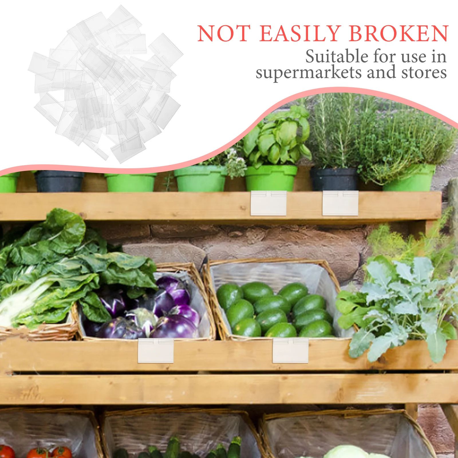 50Pcs Price Tag Holders Plastic Label Clips Shelf Sign Display Stand for Supermarket Retail Merchandise Labels