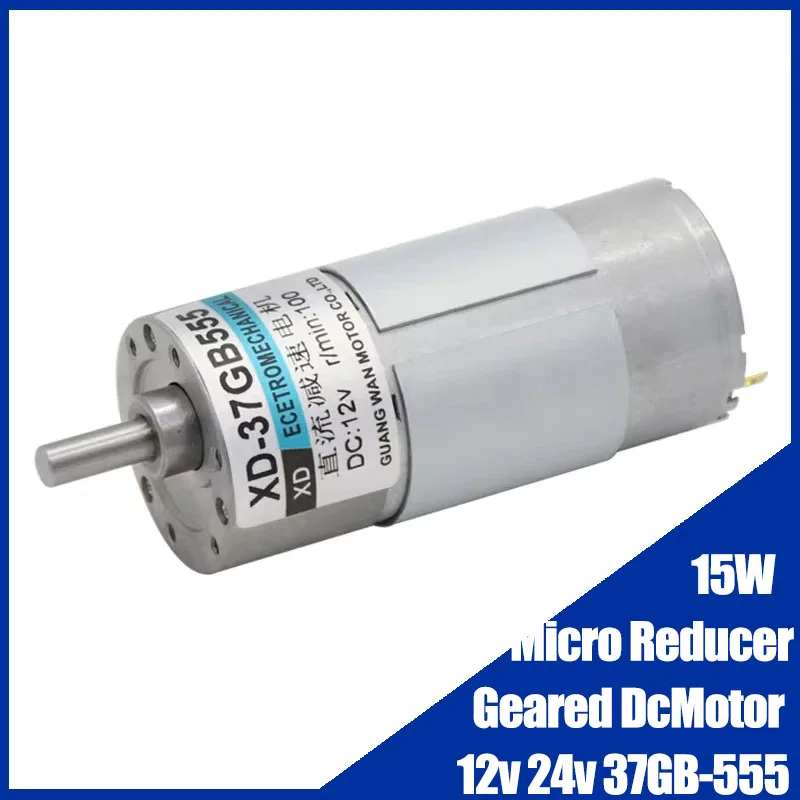 15W Micro Reducer Geared DC Motor 12v 24v Adjustable Speed CW CCW 37GB-555 High Torque Low Speed Mini Motor